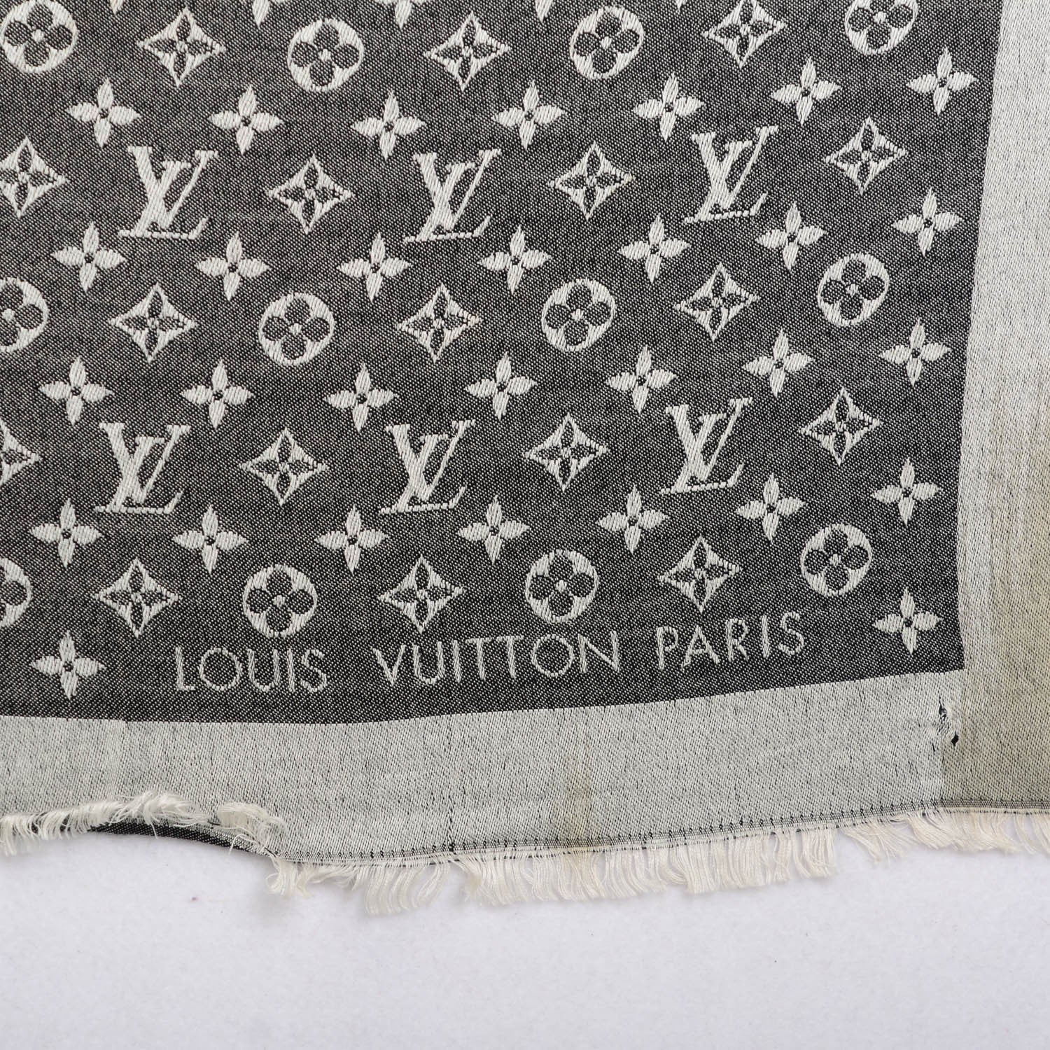 Louis Vuitton Wool Silk Monogram Denim Shawl Black 4 of 6