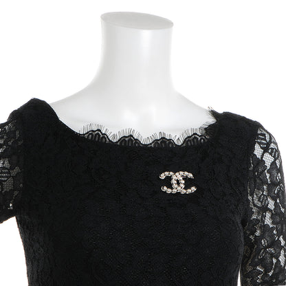 Chanel CC Pearl Chain Brooch Pin Silver 2 of 4