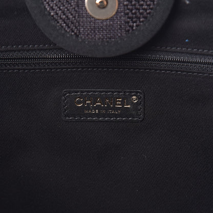 Chanel Woven Straw Raffia Striped Large Deauville Tote Black 6 of 11