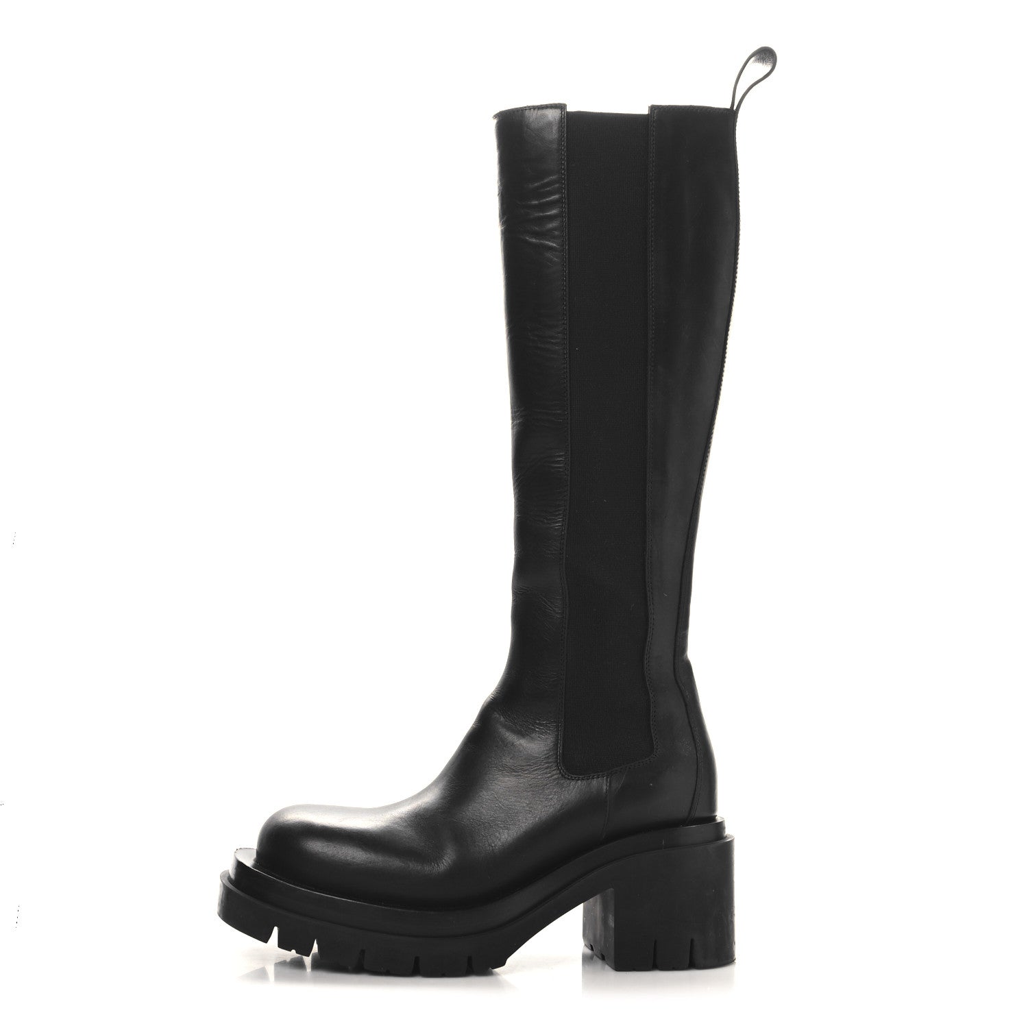 Bottega Veneta Calfskin The Lug Chelsea 30/70mm Tall Boots 37.5 Black 1 of 7