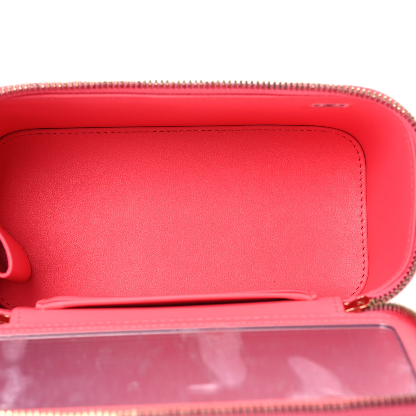 Lambskin Enamel Quilted Roller Skate Small Vanity Case With Chain Pink