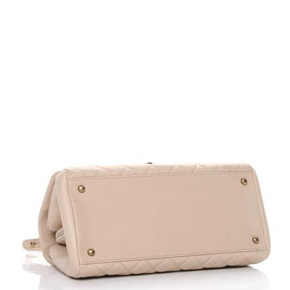 Chanel Shiny Sheepskin Quilted Large Trapezio Flap Beige 4 of 7