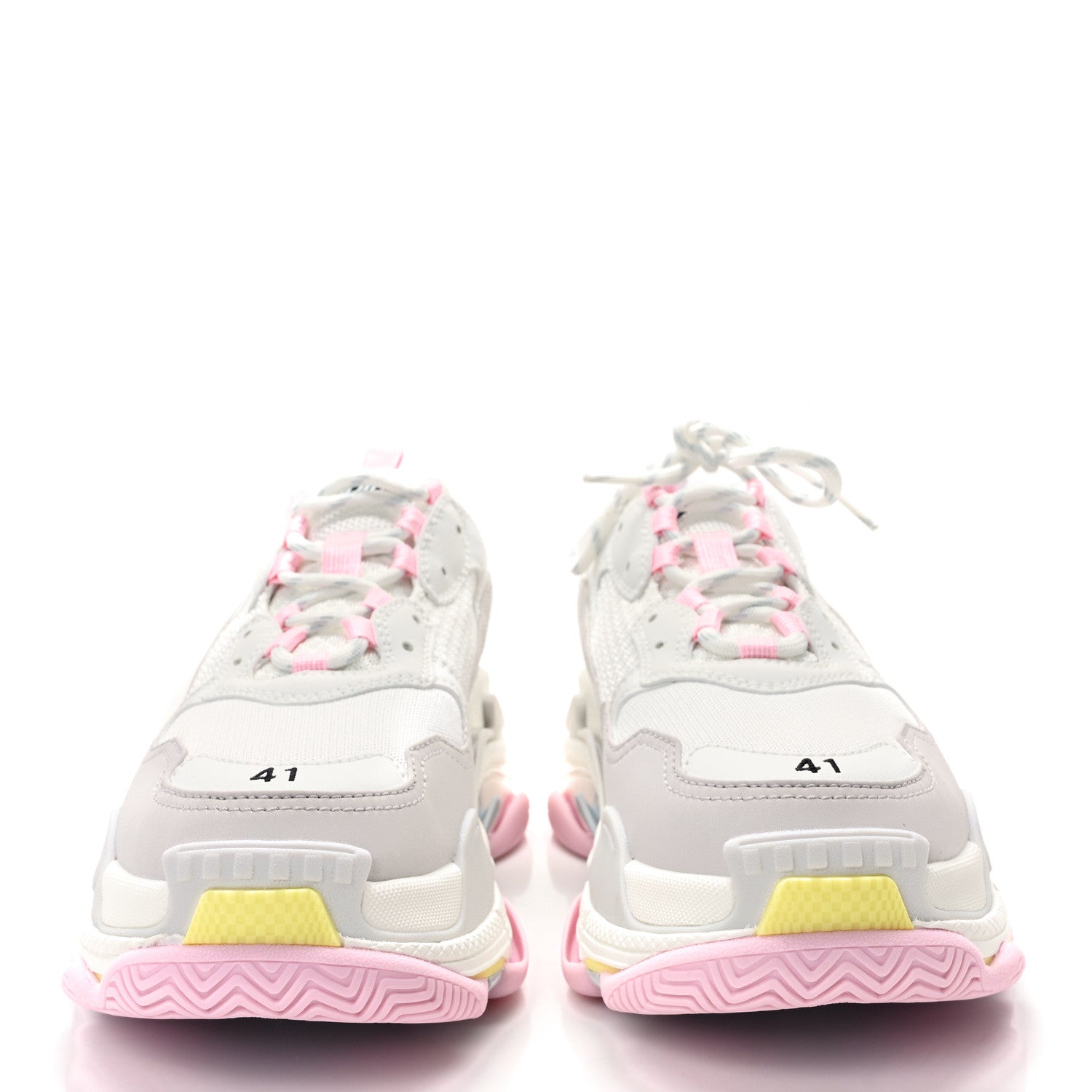 Balenciaga Fabric Mesh Multicolor Womens Triple S Sneakers 41 Yellow Pink Grey White 2 of 10