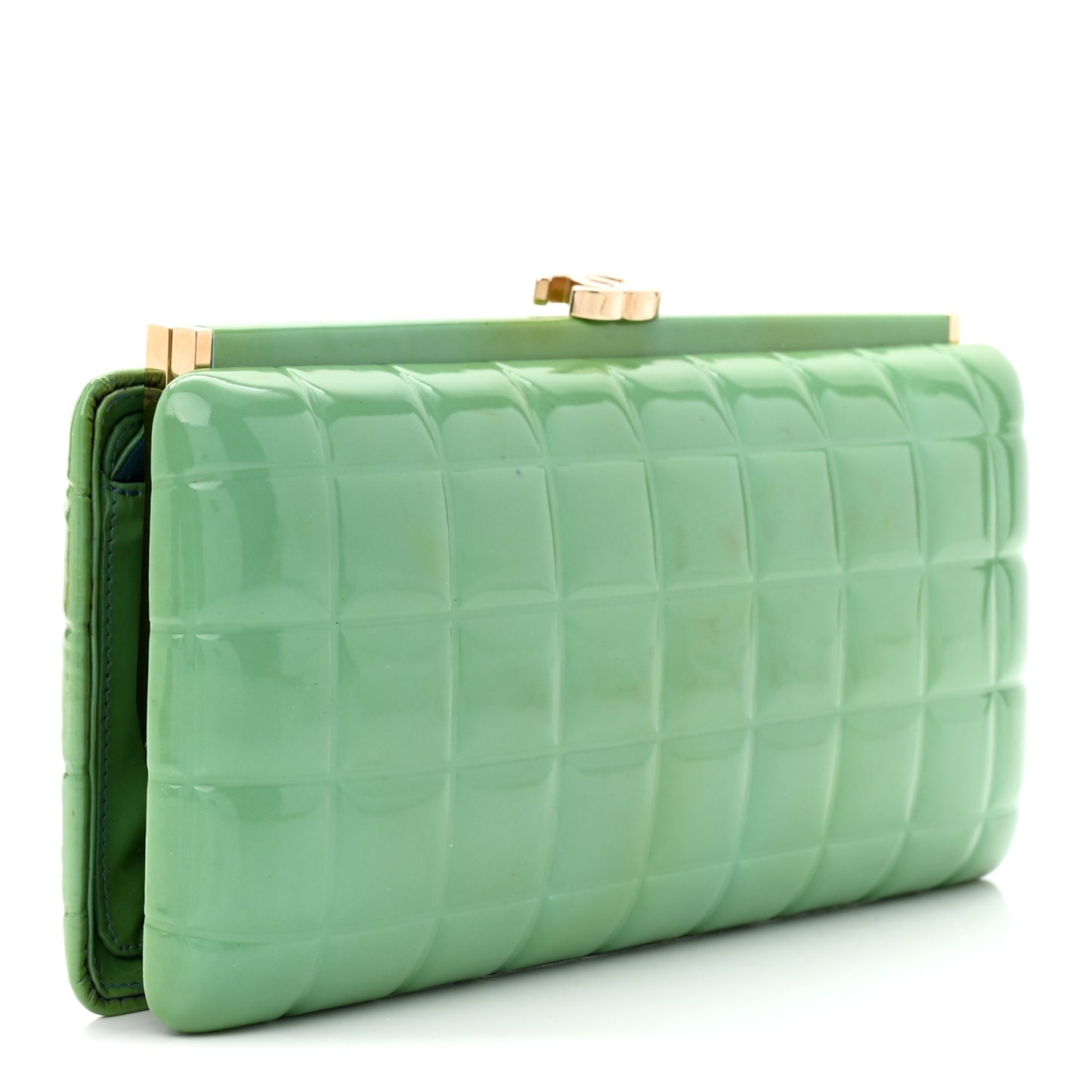 Patent Frame Chocolate Bar Clutch Light Blue
