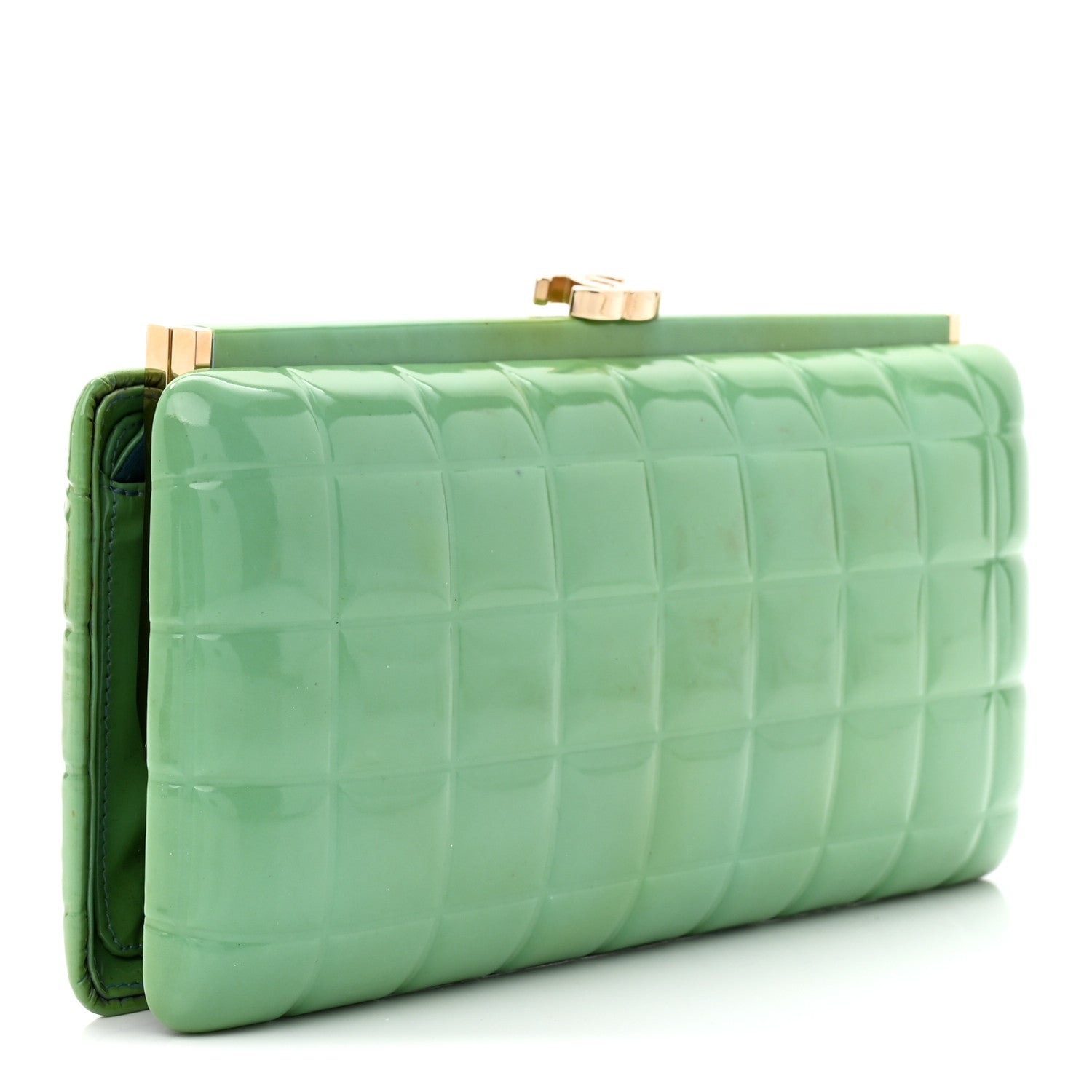 Chanel Patent Frame Chocolate Bar Clutch Light Blue 3 of 7