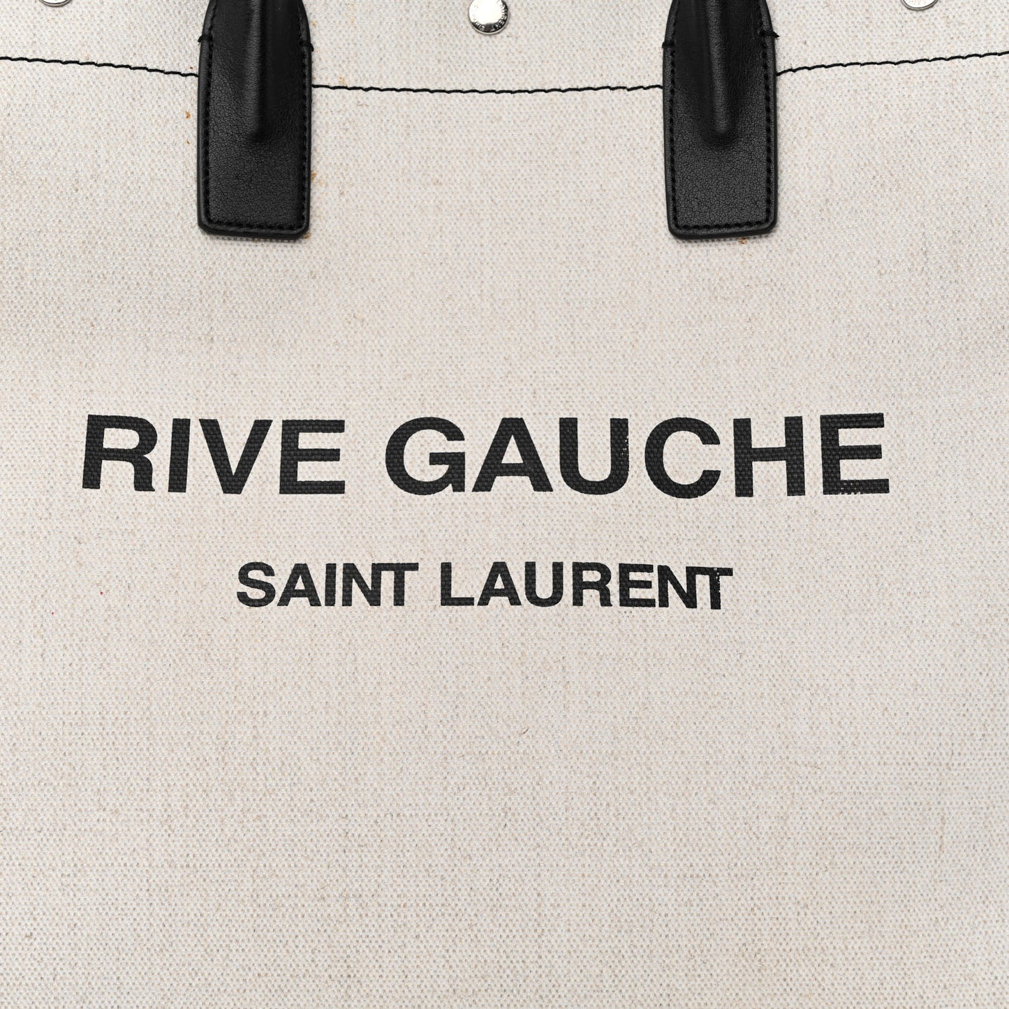 Linen Calfskin Rive Gauche North South Tote White Black