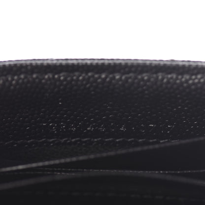 Saint Laurent Grain De Poudre Matelasse Chevron Small Monogram Envelope Wallet Black 6 of 7