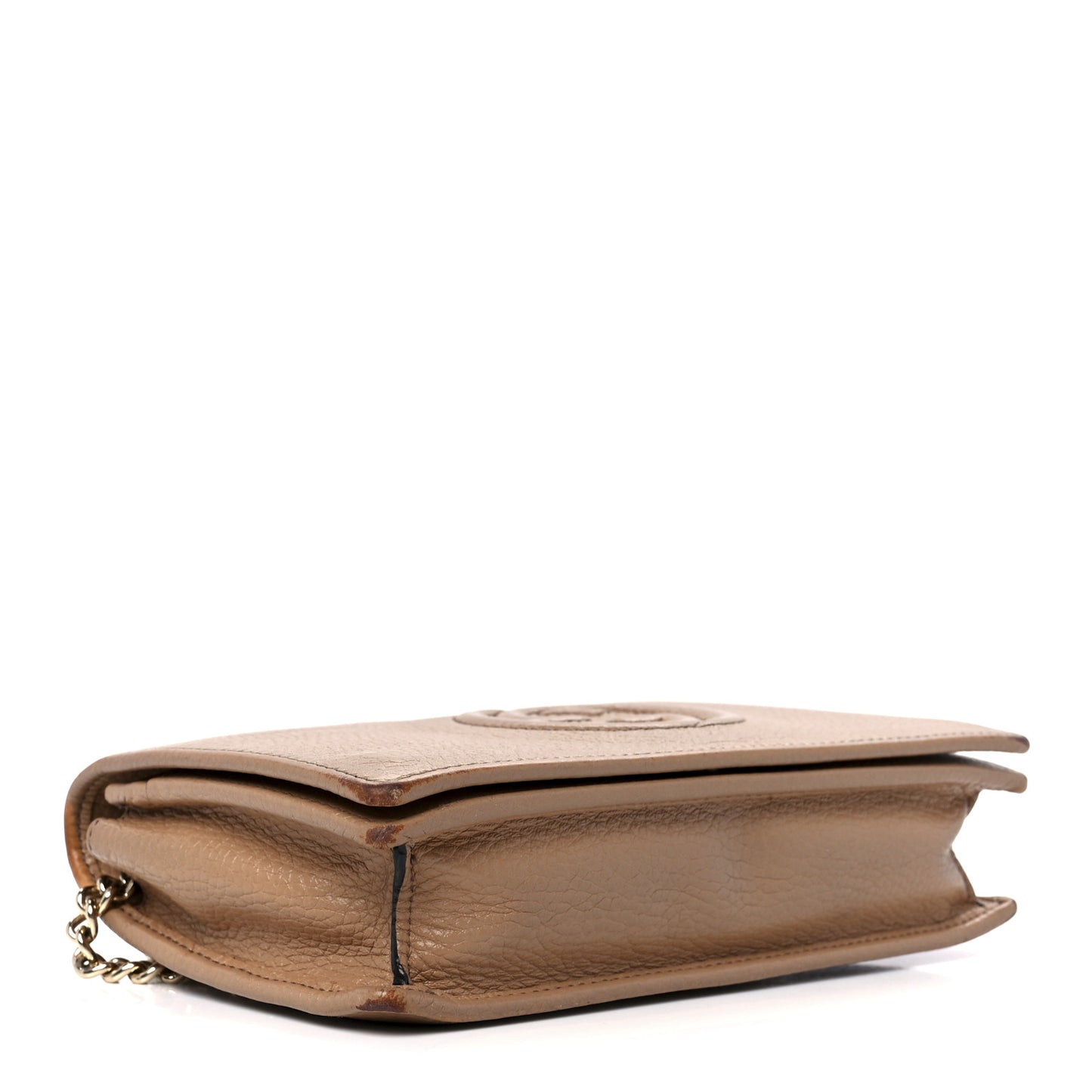 Pebbled Calfskin Soho Wallet on Chain Camelia