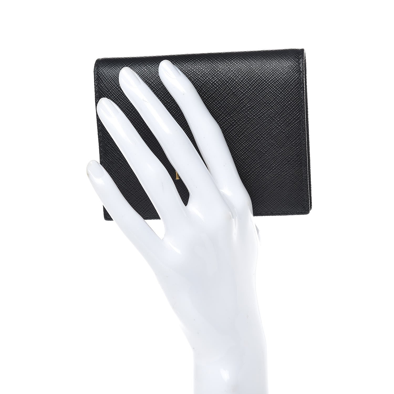 Prada Saffiano Multicolor Compact Wallet Black Soleil 2 of 7