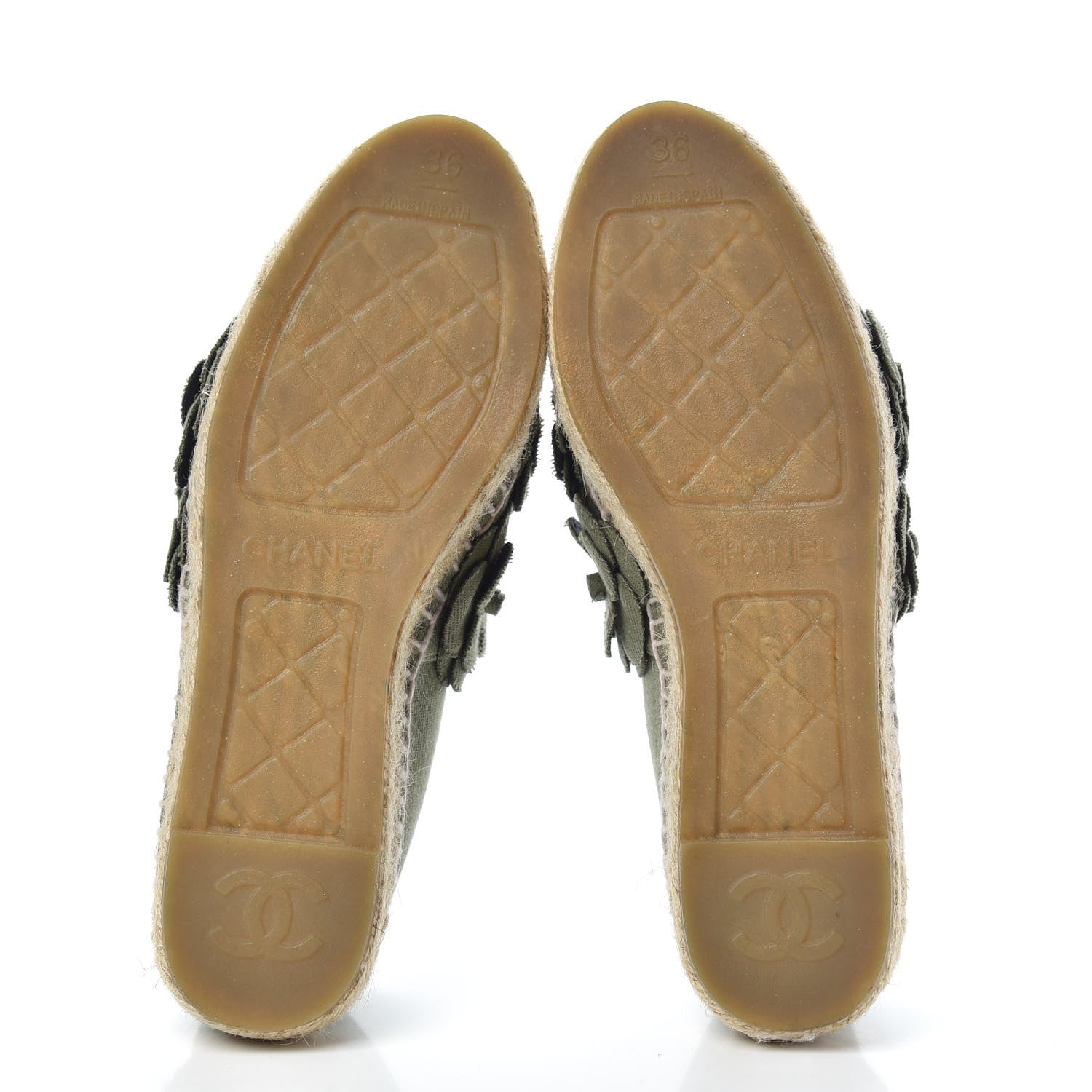 Chanel Fabric Camellia CC Espadrilles 36 Khaki 5 of 9