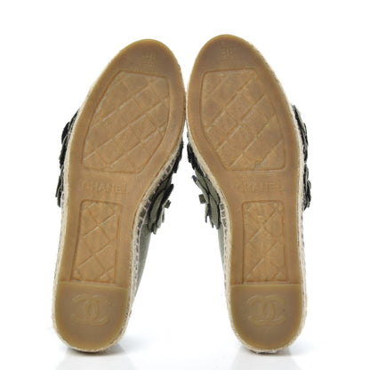 Chanel Fabric Camellia CC Espadrilles 36 Khaki 5 of 9