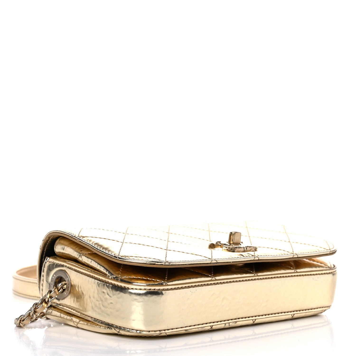 Chanel Hammered Metallic Calfskin Quilted Flap Gold 4 of 13