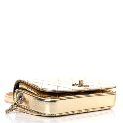 Chanel Hammered Metallic Calfskin Quilted Flap Gold 4 of 13