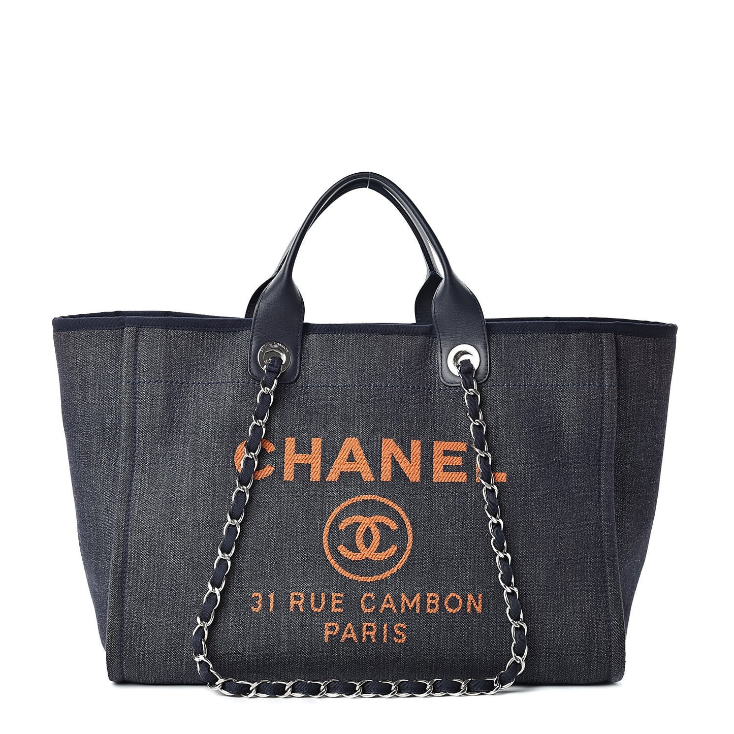 Canvas Large Deauville Tote Blue Orange