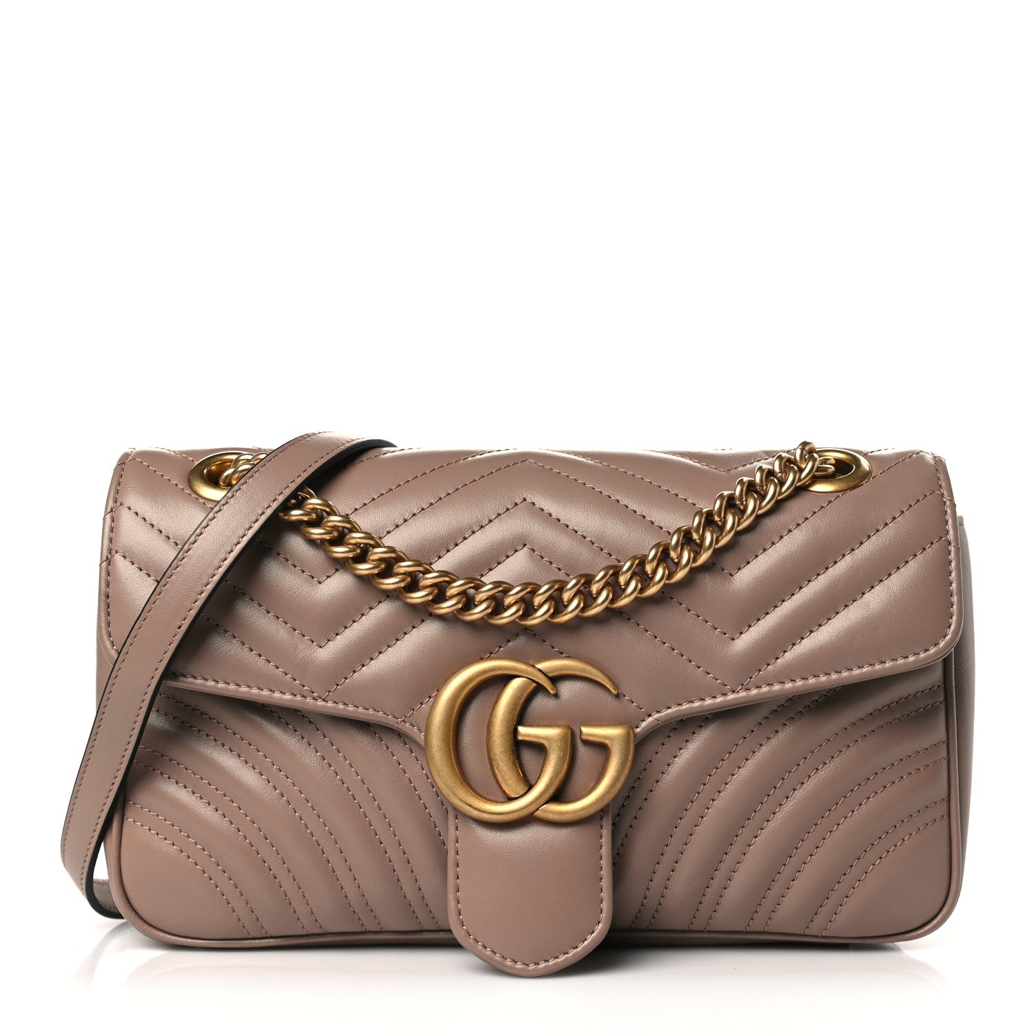 Gucci Calfskin Matelasse Small GG Marmont Shoulder Bag Porcelain Rose 1 of 9