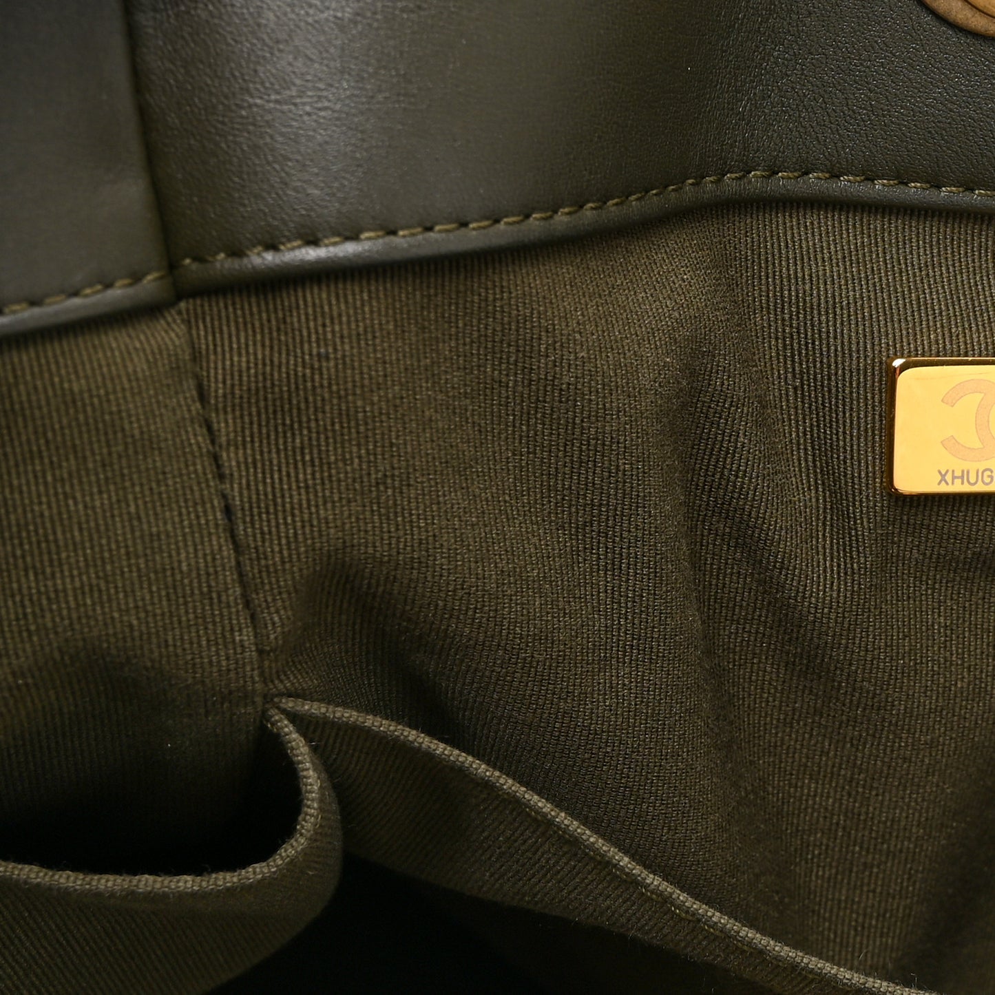 Calfskin Embossed Medium Deauville Tote Khaki