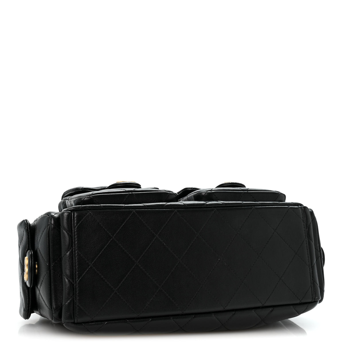Chanel Shiny Lambskin Quilted Trendy Pockets Hobo Black 4 of 12