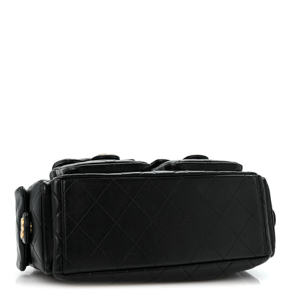 Chanel Shiny Lambskin Quilted Trendy Pockets Hobo Black 4 of 12