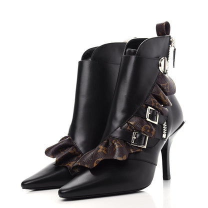 Louis Vuitton Calfskin Monogram Janet Ankle Boots 38 Black 3 of 10