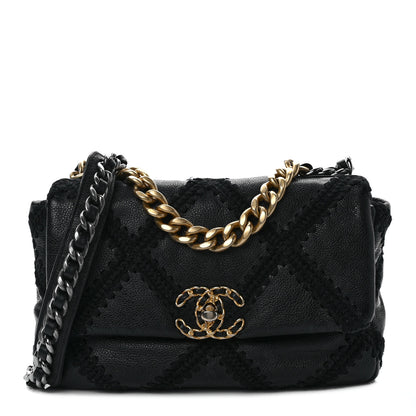 Chanel Calfskin Crochet Medium Chanel 19 Flap Black 1 of 9
