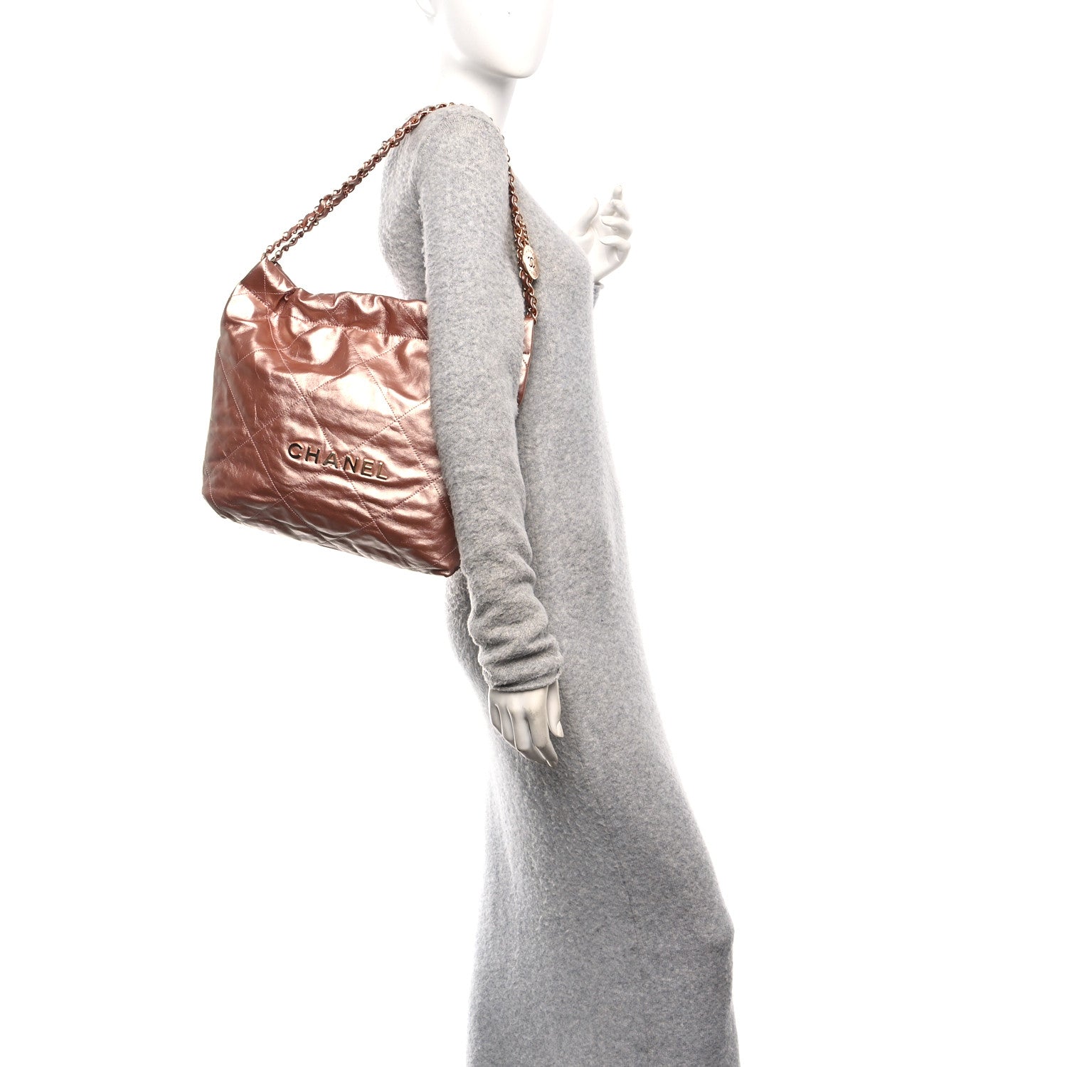Chanel Metallic Calfskin Quilted Small Chanel 22 Pink 2 of 11