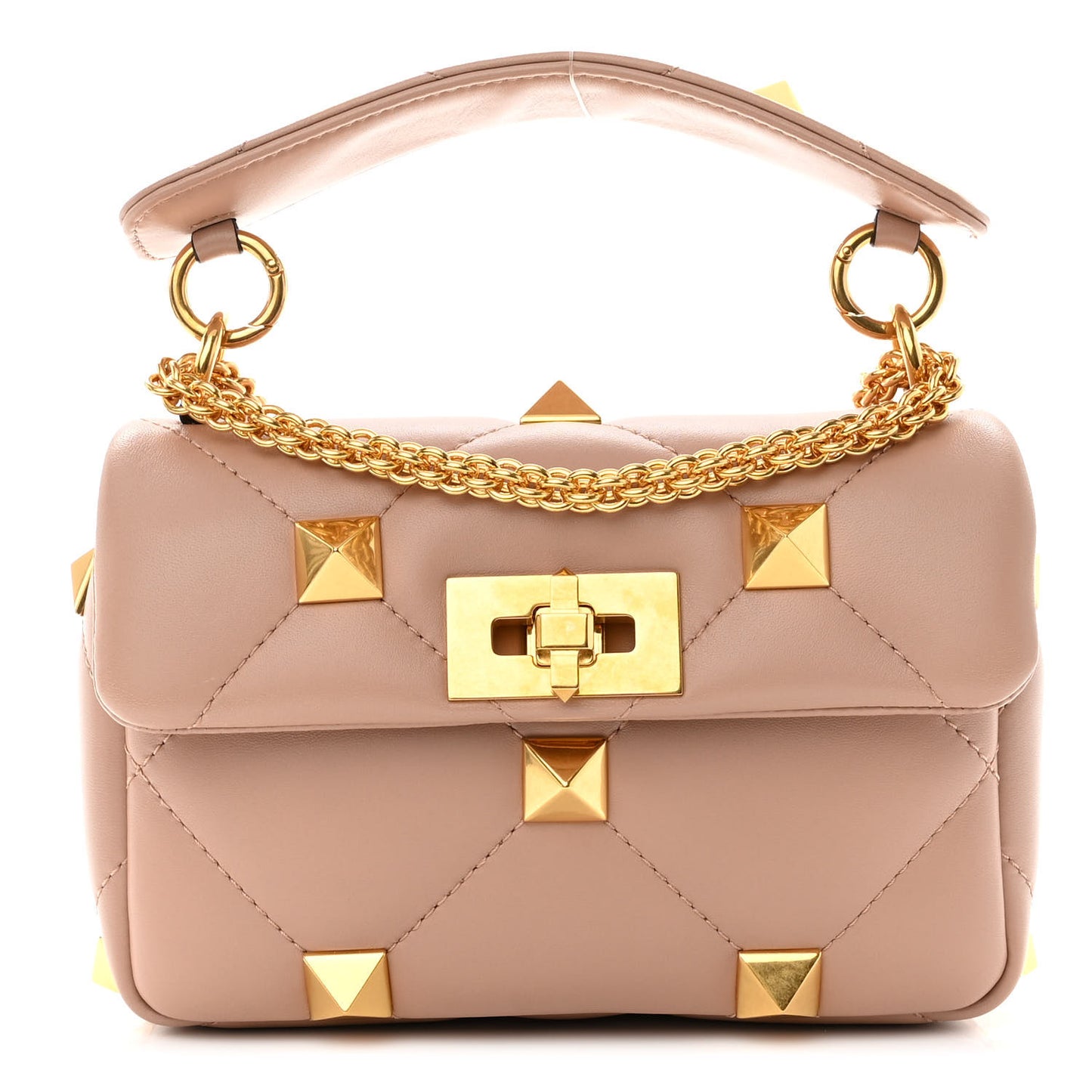 Nappa Small Roman Stud Shoulder Bag Rose Cannelle