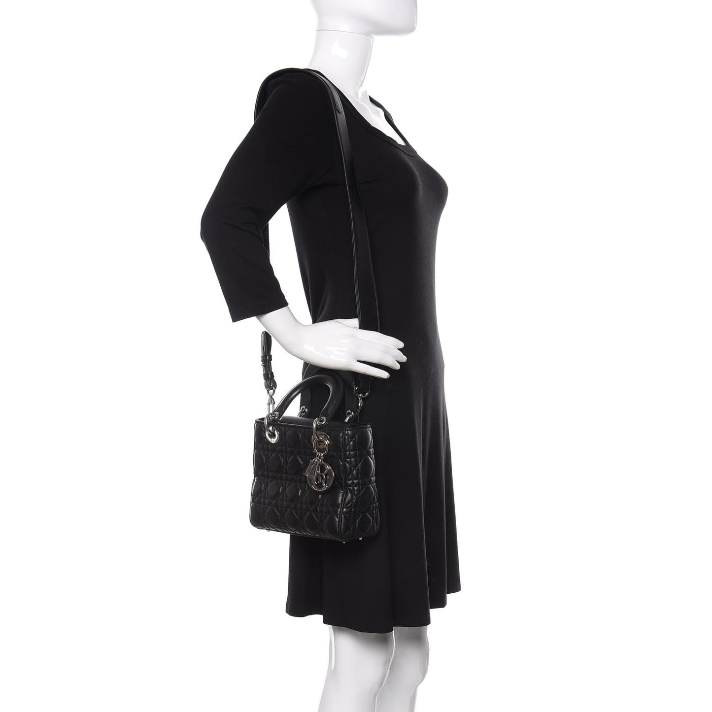 Lambskin Cannage Small Lucky Badges My Lady Dior Black
