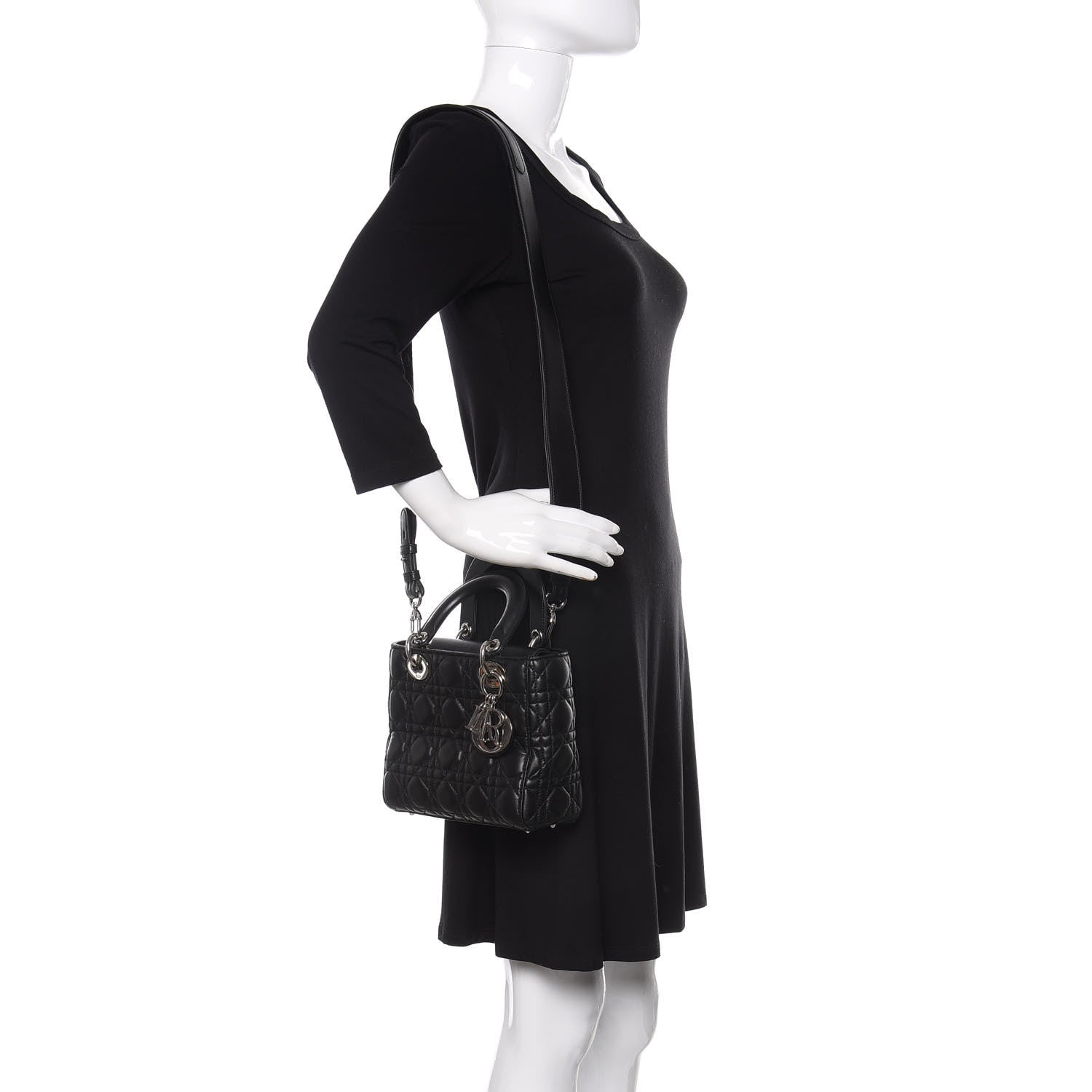 Christian Dior Lambskin Cannage Small Lucky Badges My Lady Dior Black 2 of 9