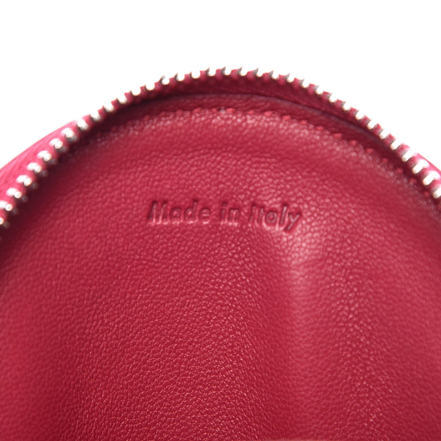 Grained Calfskin Round Zip Coin Purse