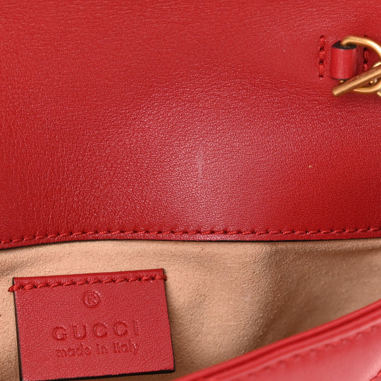 Gucci Calfskin Matelasse Super Mini GG Marmont Shoulder Bag Hibiscus Red 11 of 13
