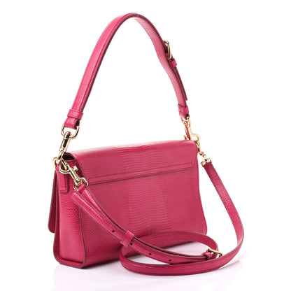 Dolce & Gabbana Lizard Calfskin Embossed Monica Convertible Shoulder Bag Pink 2 of 8