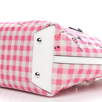 Christian Louboutin Canvas Gingham Printed Mini Frangibus Tote Pink White 9 of 9