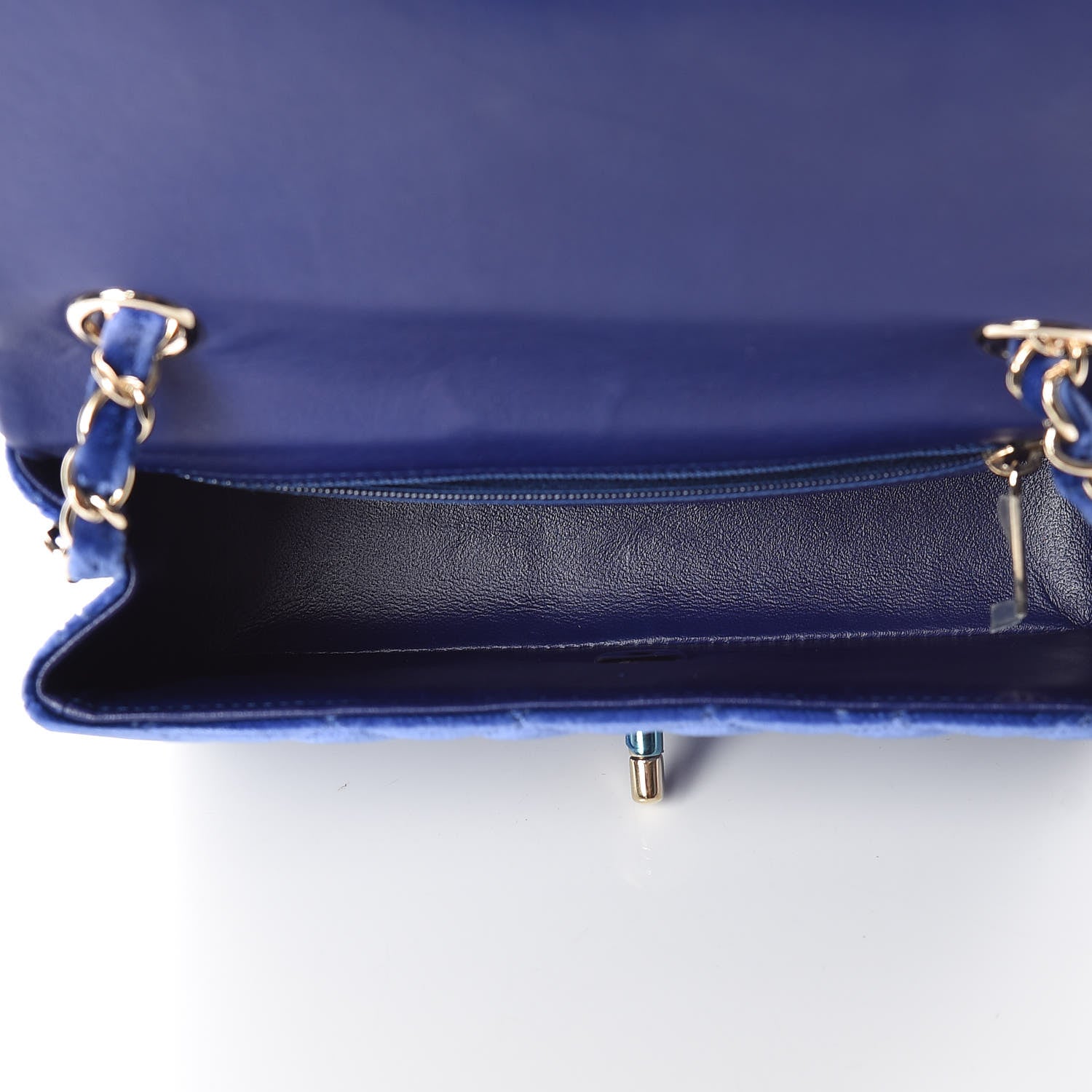 Chanel Velvet Quilted Mini Rectangular Flap Blue 7 of 10