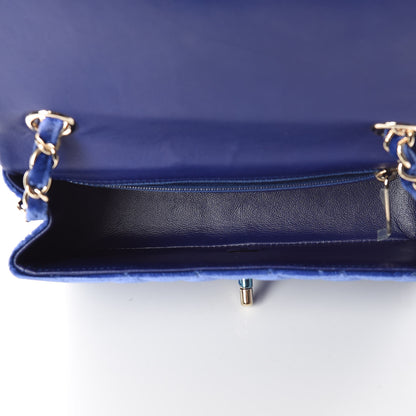 Chanel Velvet Quilted Mini Rectangular Flap Blue 7 of 10
