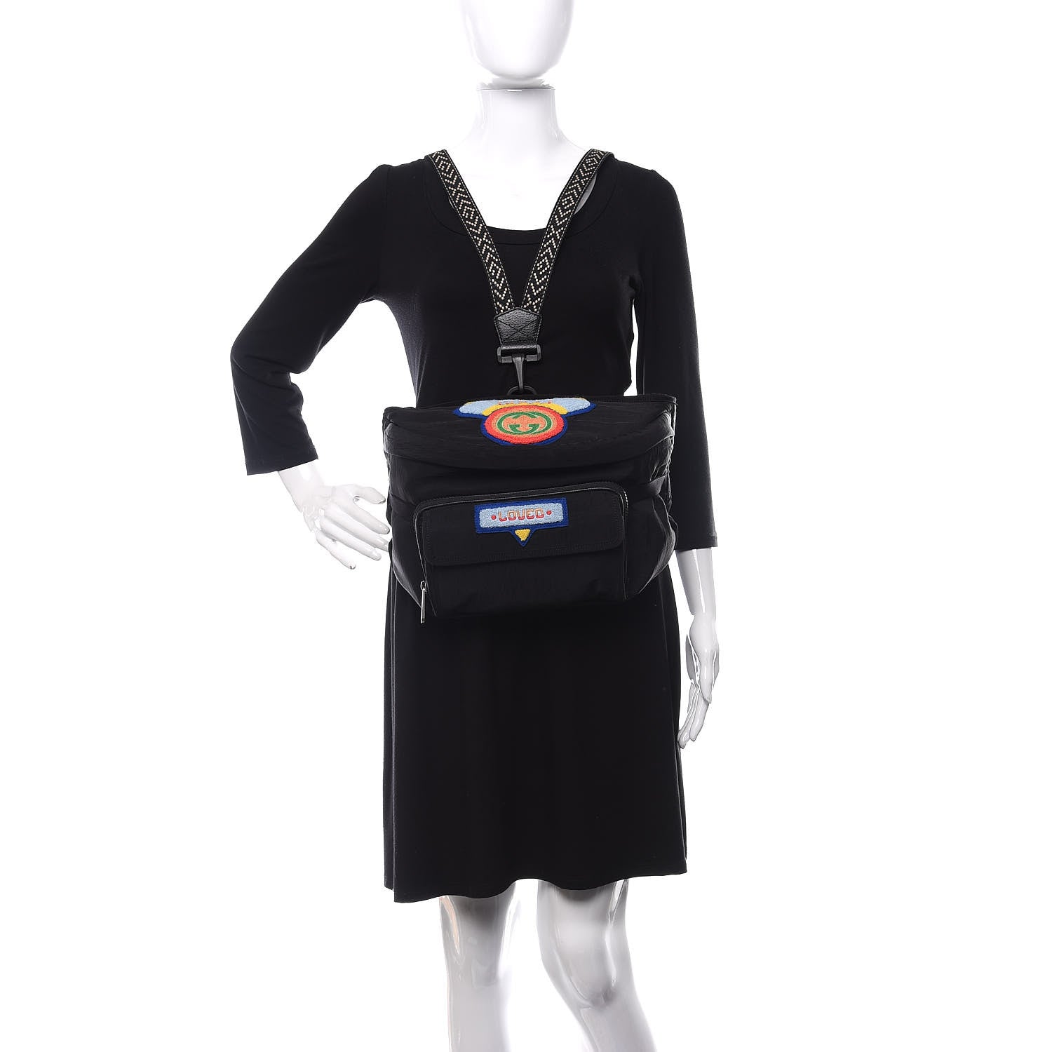 Gucci Nylon 80s Logo Patch Belt Bag Black 2 of 10
