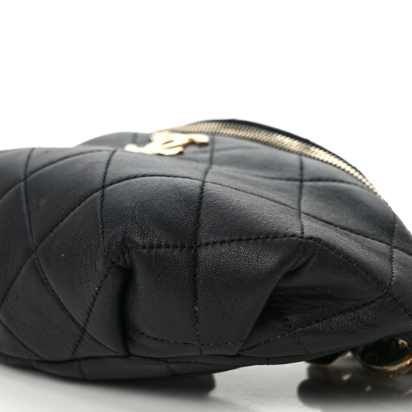 Lambskin Quilted Resin Bi-Color Waist Bag Fanny Pack Black