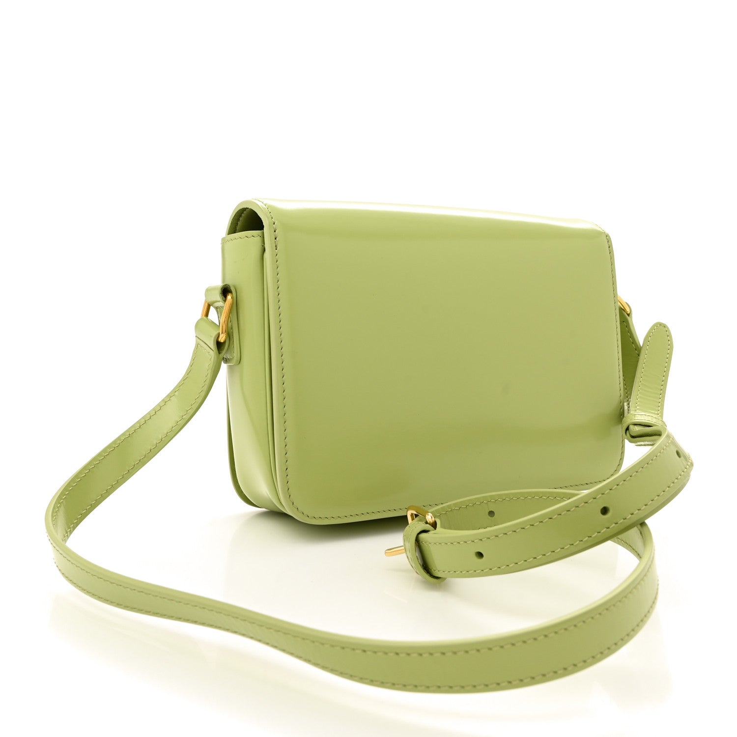Celine Shiny Calfskin Teen Triomphe Almond Green 3 of 11