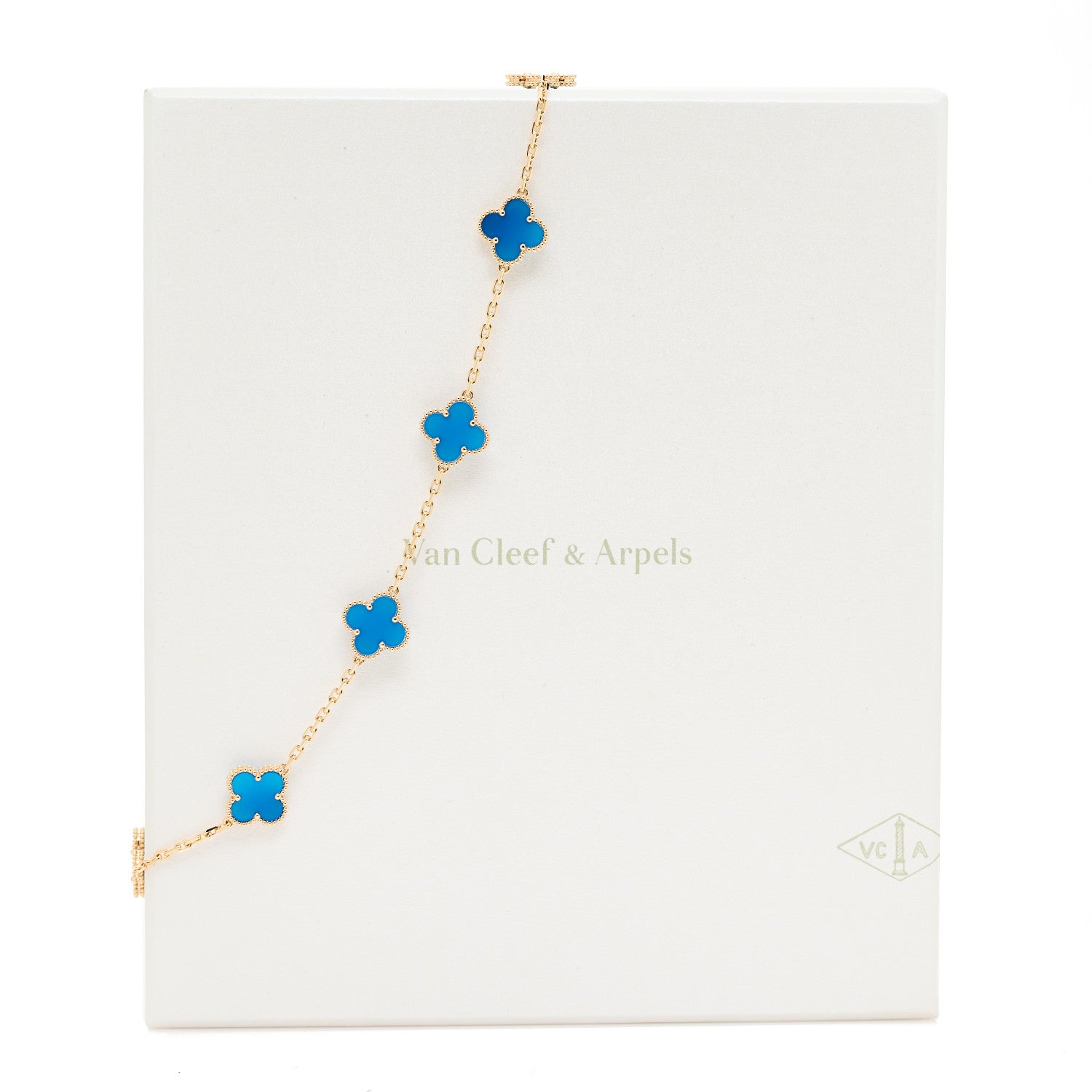 Van Cleef & Arpels 18K Yellow Gold Blue Agate 10 Motifs Vintage