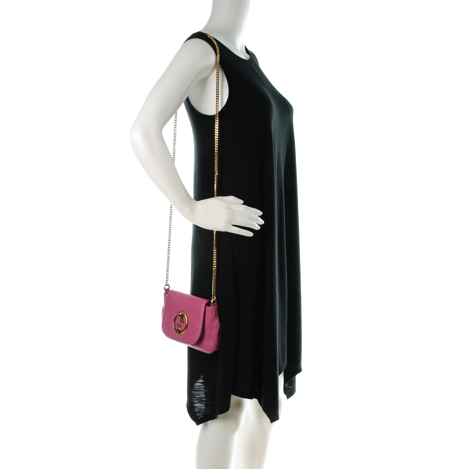 Gucci Pebbled Calfskin Small 1973 Chain Shoulder Bag Peonia Flower 2 of 8