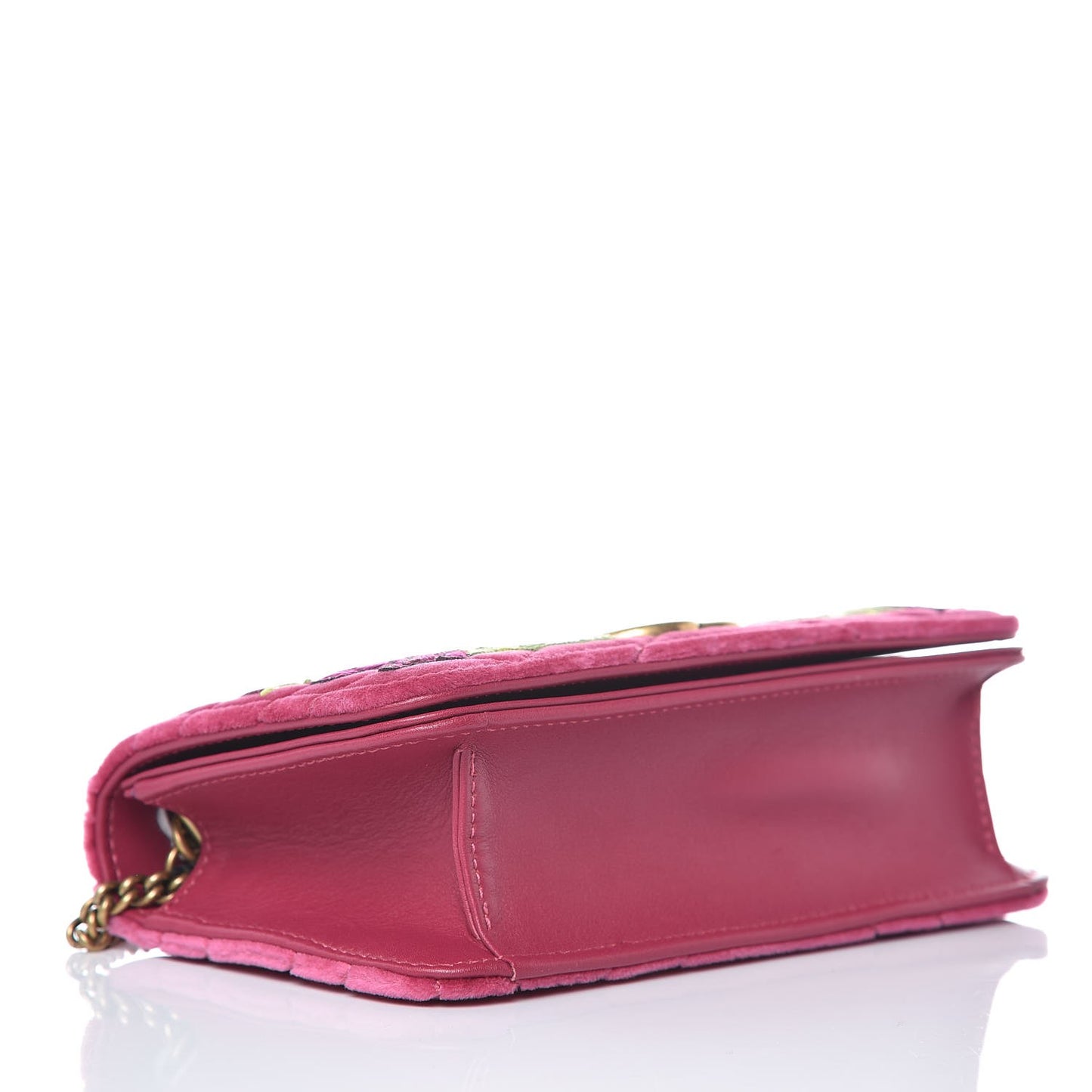 Velvet Matelasse Love Embroidered GG Marmont Mini Bag Light Raspberry Rose