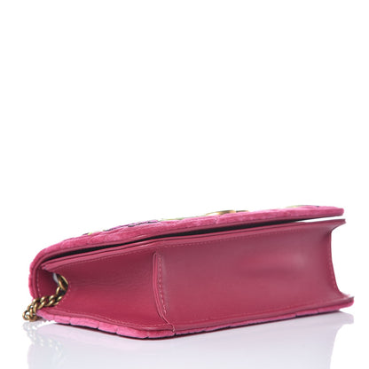 Gucci Velvet Matelasse Love Embroidered GG Marmont Mini Bag Light Raspberry Rose 4 of 7