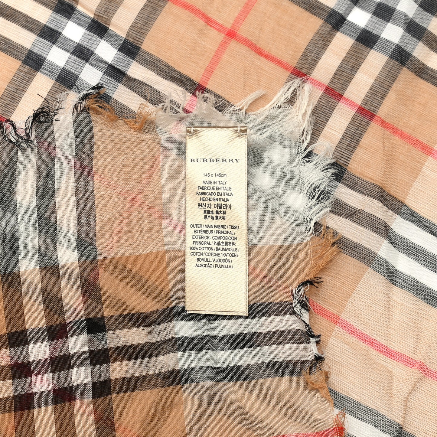 Cotton Vintage Check Two Tone Lightweight Scarf Archive Beige Grey