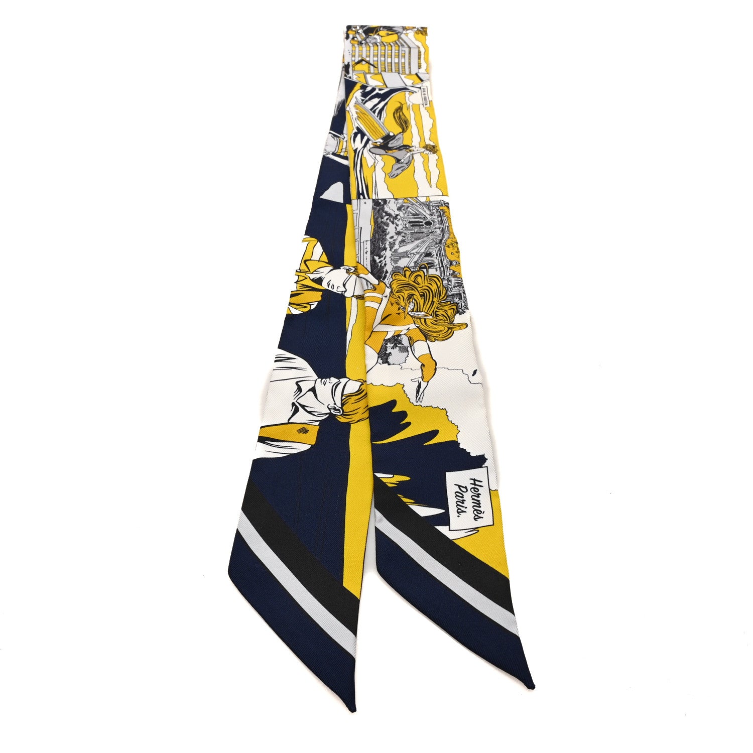 Hermes Silk Wow Twilly Marine Gold White 2 of 3