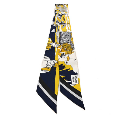 Hermes Silk Wow Twilly Marine Gold White 2 of 3