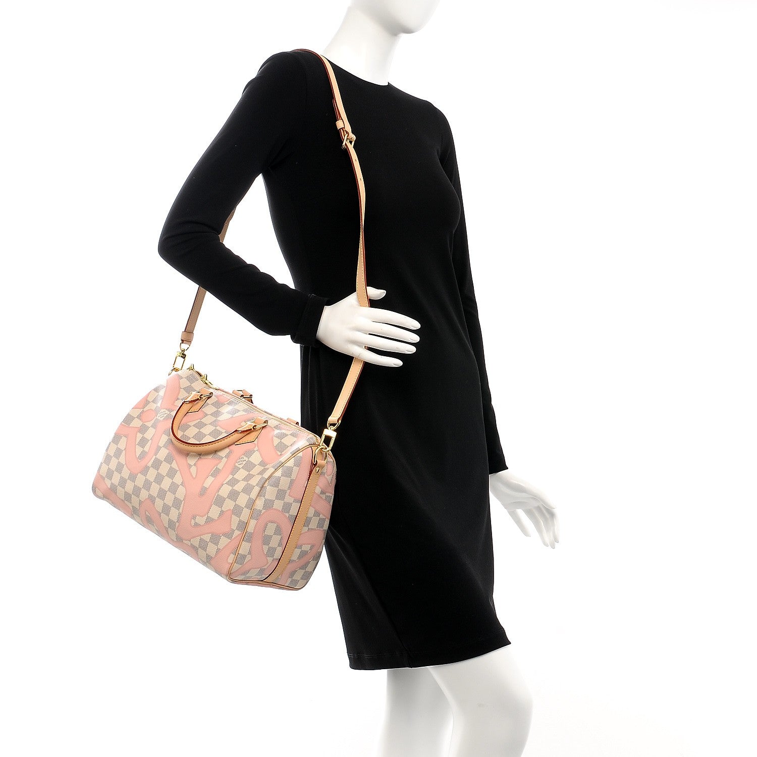 Louis Vuitton Damier Azur Tahitienne Speedy Bandouliere 30 Rose Ballerine 3 of 9