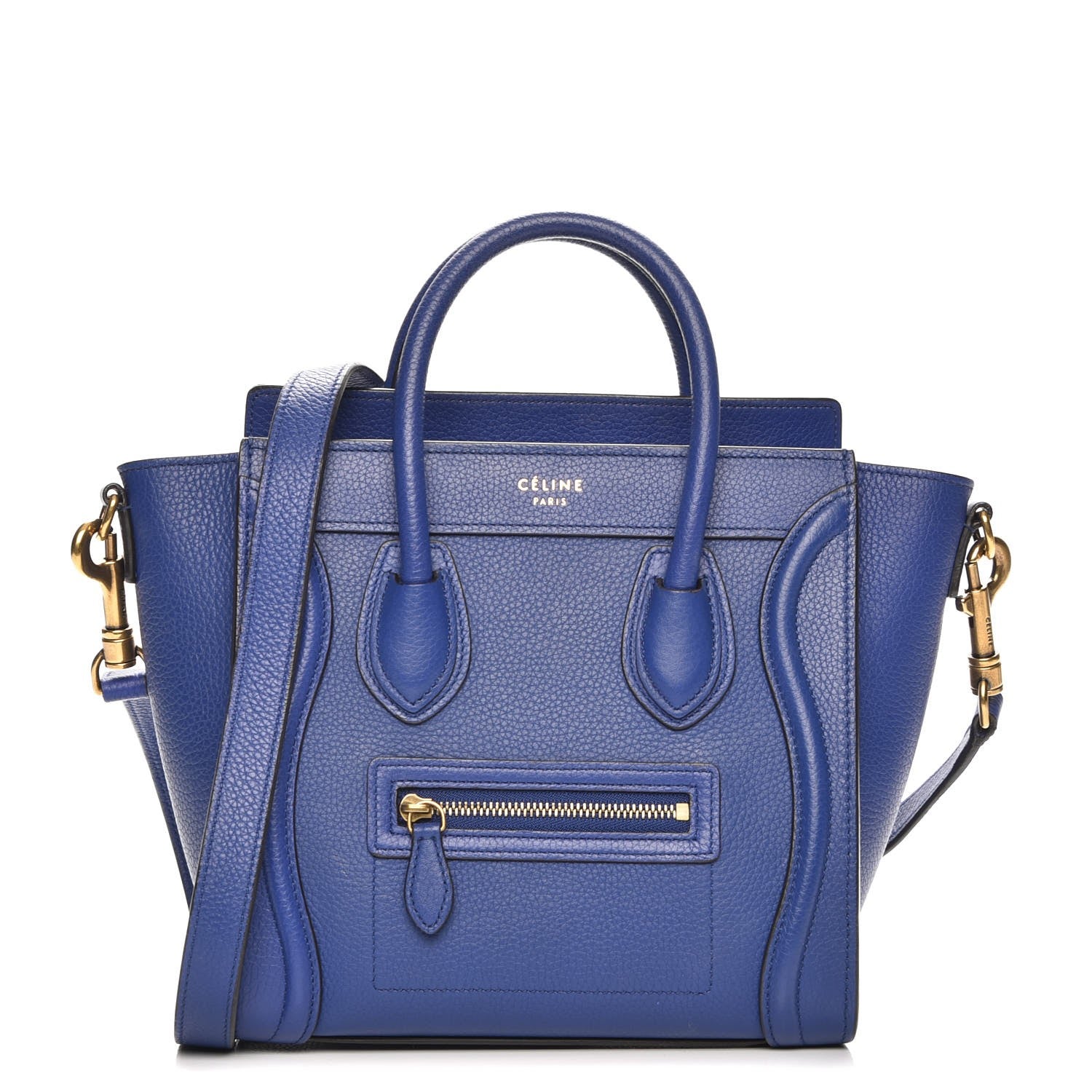 Celine Drummed Calfskin Nano Luggage Indigo 1 of 7