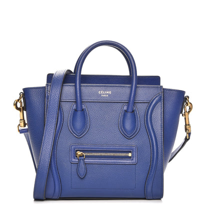 Celine Drummed Calfskin Nano Luggage Indigo 1 of 7