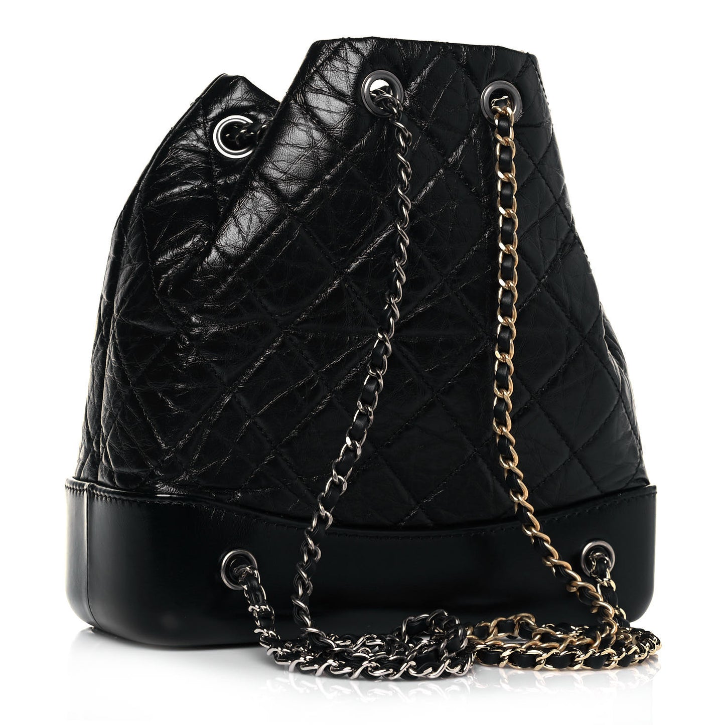 Aged Calfskin Quilted Small Gabrielle Backpack Black