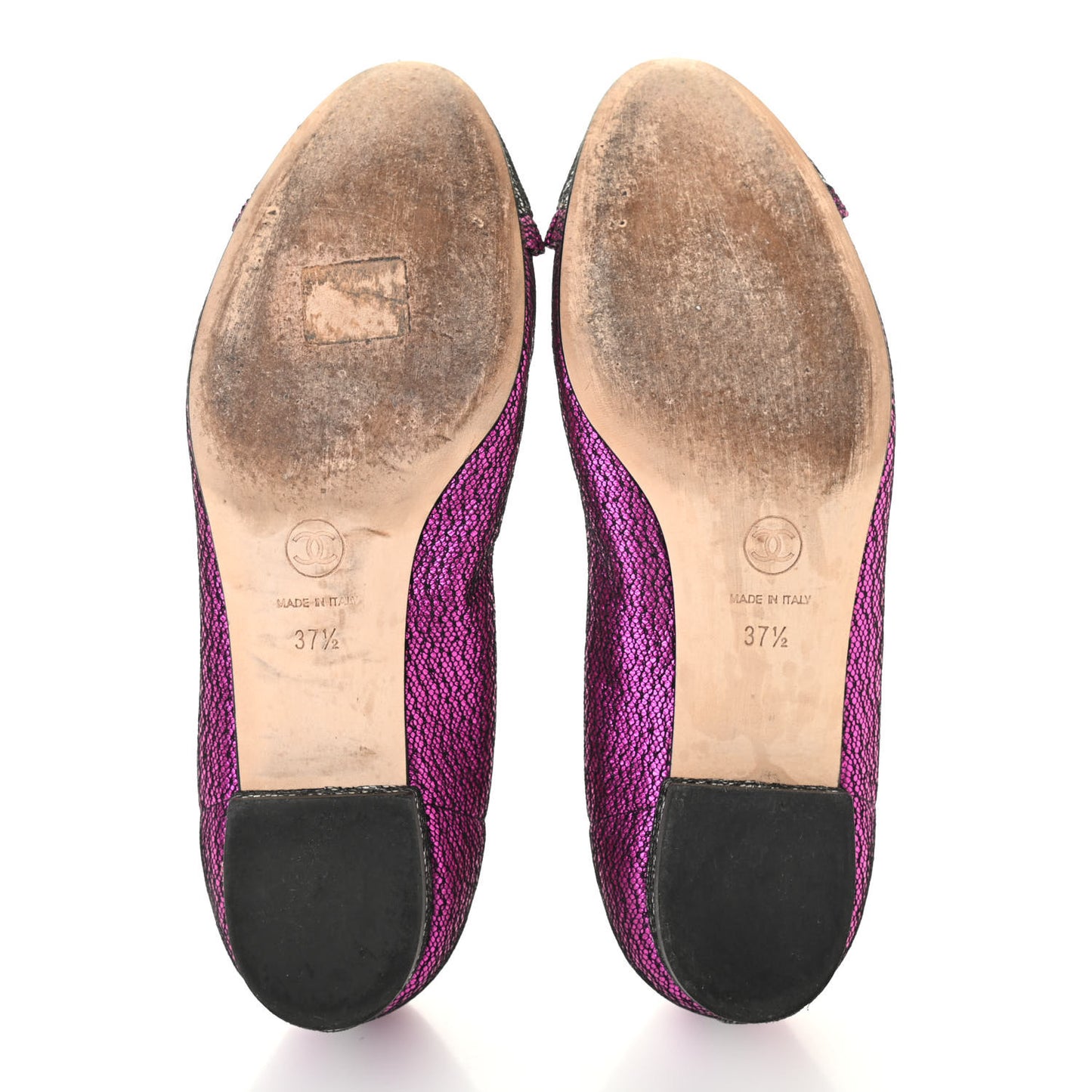 Metallic Lace Cap Toe Ballerina Flats 37.5 Fuchsia