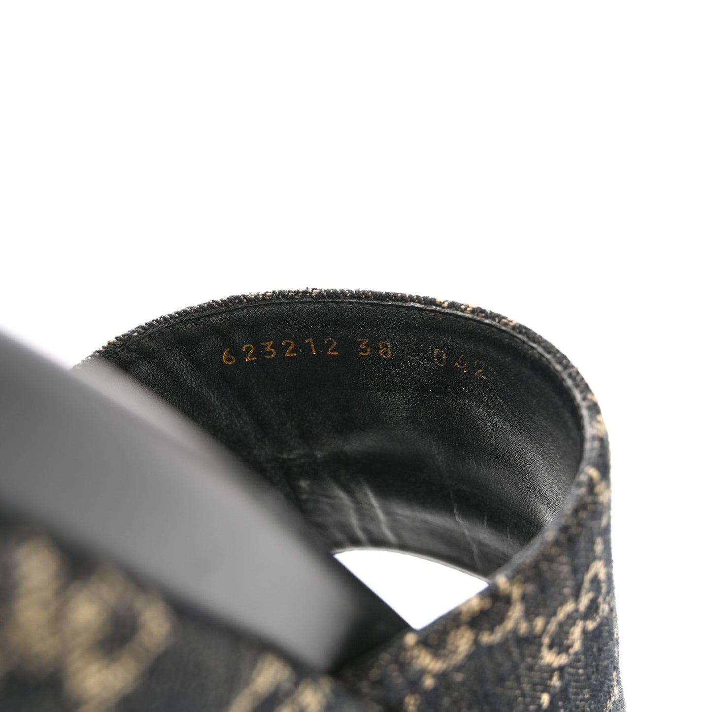 Jacquard Black Denim GG Monogram Angelina Platform 55mm Slide Sandals 38 Black Ivory